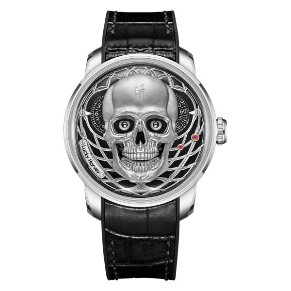 silver skull watch
