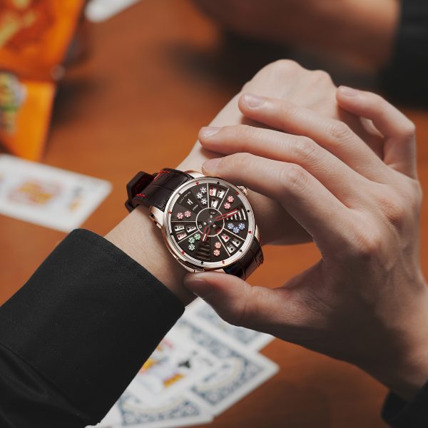 Lucky Harvey New Rose Gold Three Card Poker Men Watch - Image 9