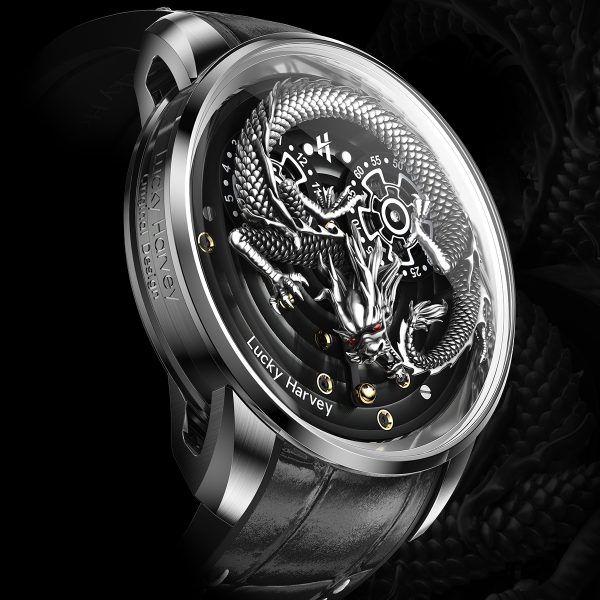 Lucky Harvey Sapphire Mirror 316L Green Dragon Watch - Image 4
