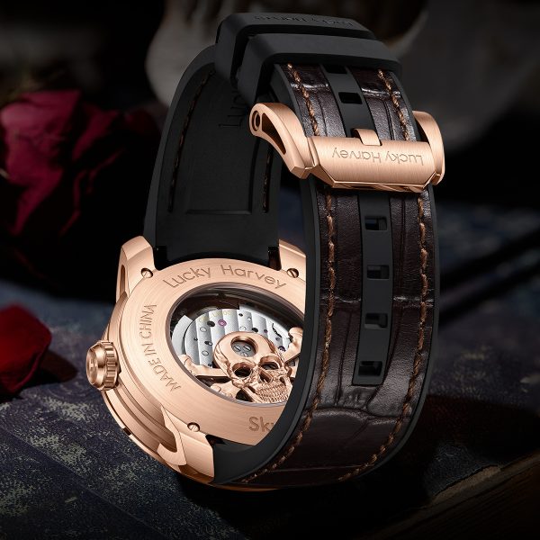 Lucky Harvey Rose Gold Skull Limited Luminous Dial Men Watch - Image 7